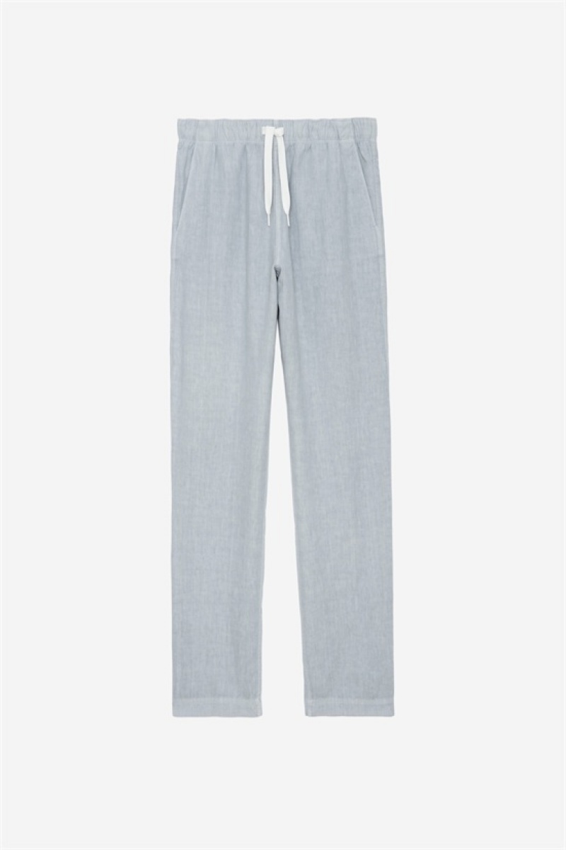 Zadig & Voltaire Pixel Linen Pants Niebieskie | ZV-255727