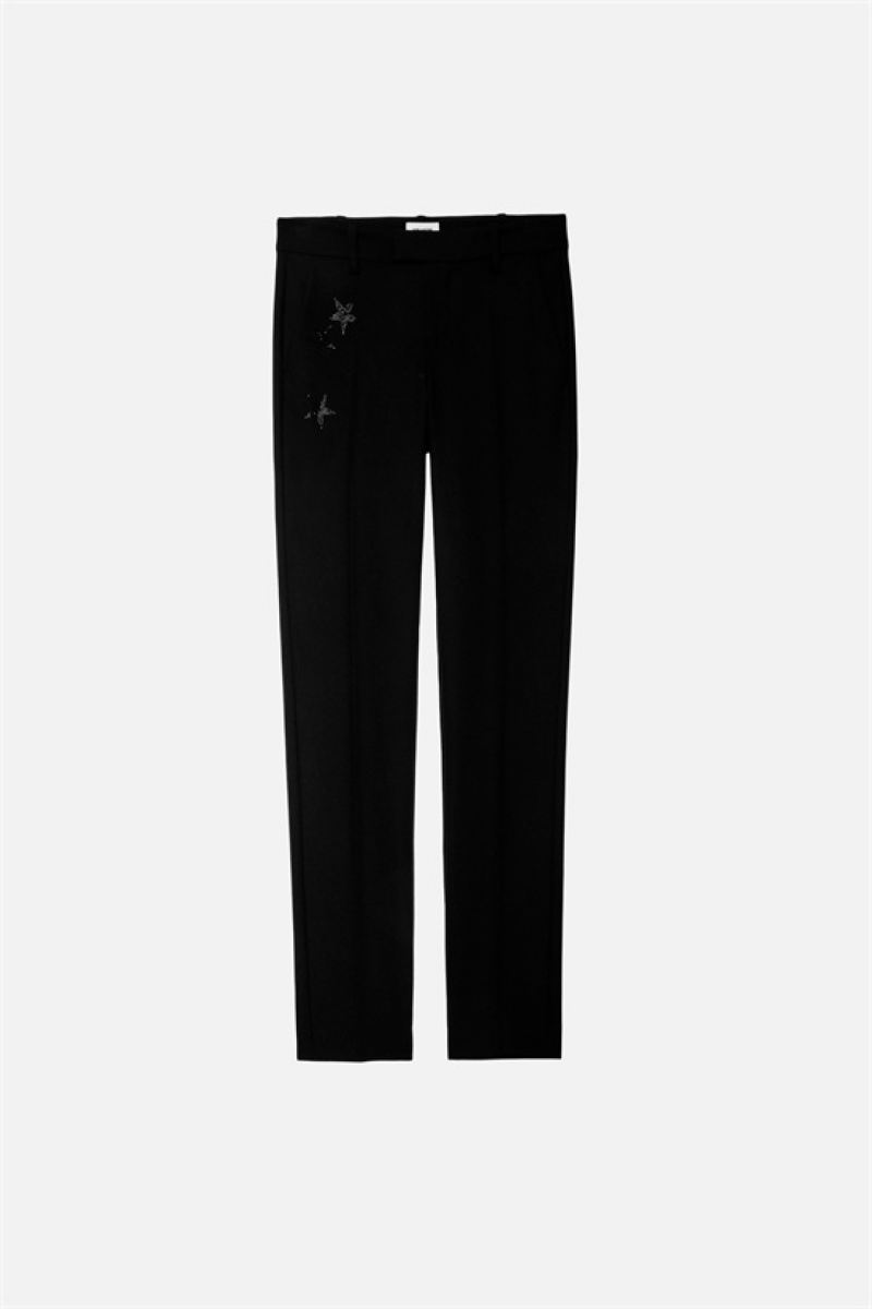 Zadig & Voltaire Prune Strass Star Pants Czarne | ZV-256240