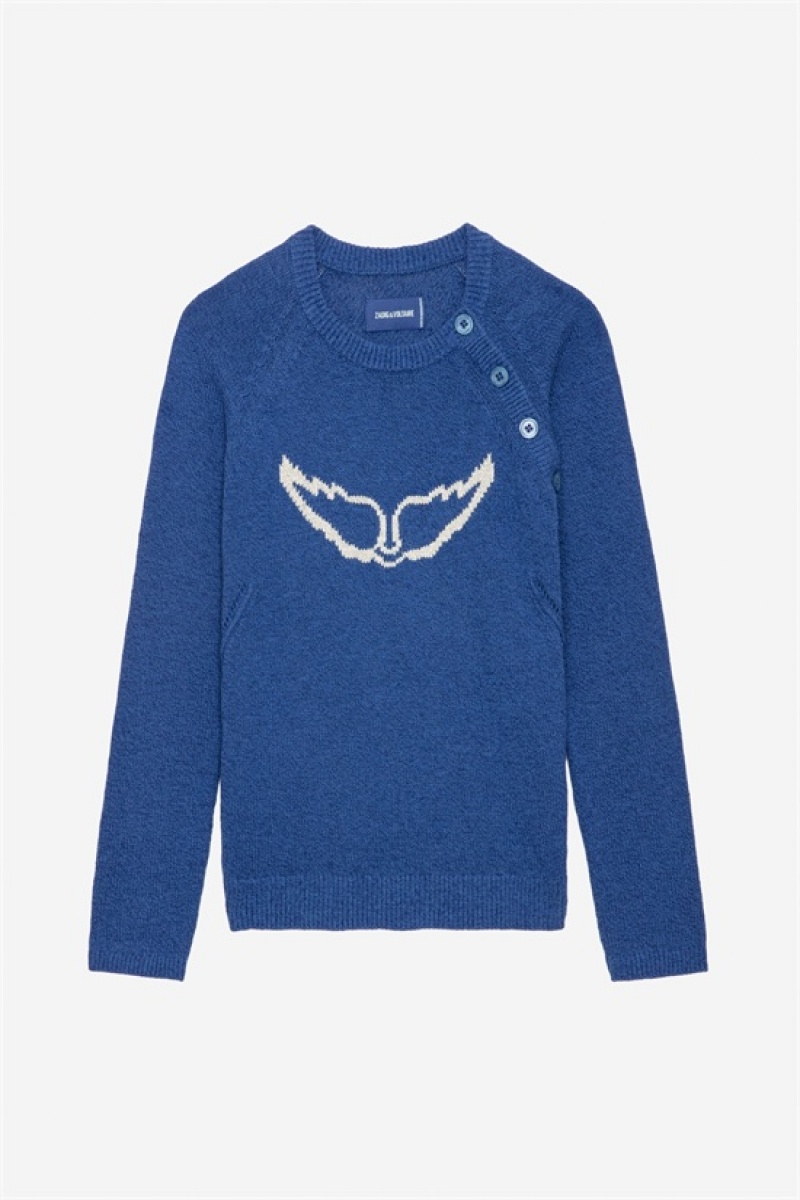 Zadig & Voltaire Regliss Wing Jumper Niebieskie | ZV-256422