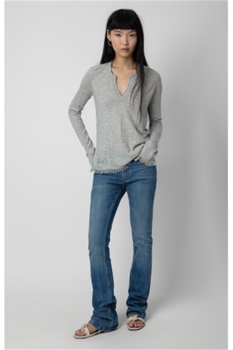 Zadig & Voltaire Riviera Cashmere Swetry Szare | ZV-256461