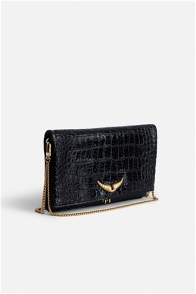 Zadig & Voltaire Rock Embrossed Bag Czarne | ZV-256033