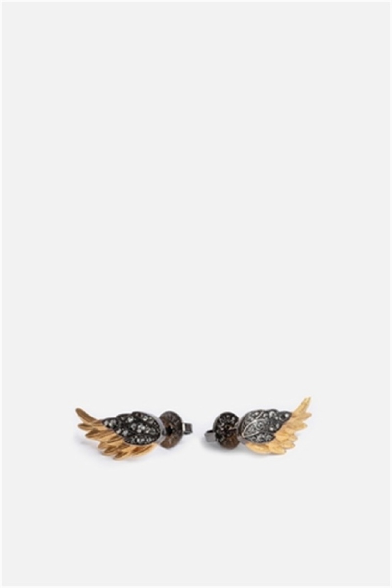 Zadig & Voltaire Rock Feather Earrings Złote | ZV-255878