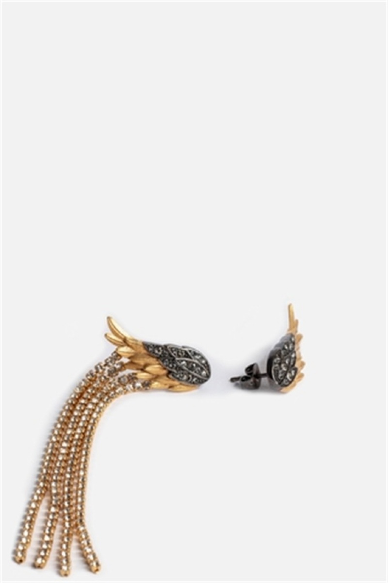 Zadig & Voltaire Rock Feather Earrings Złote | ZV-255874