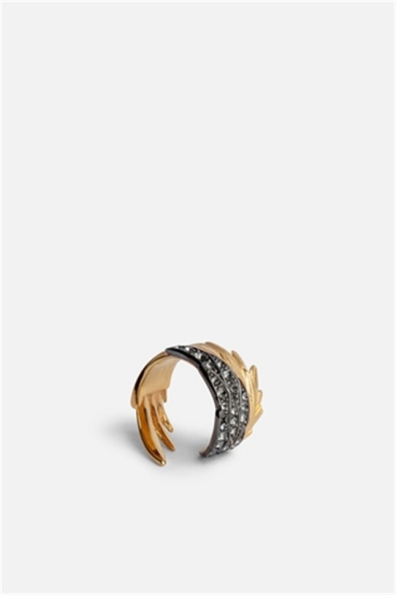 Zadig & Voltaire Rock Feather Ring Złote | ZV-255877