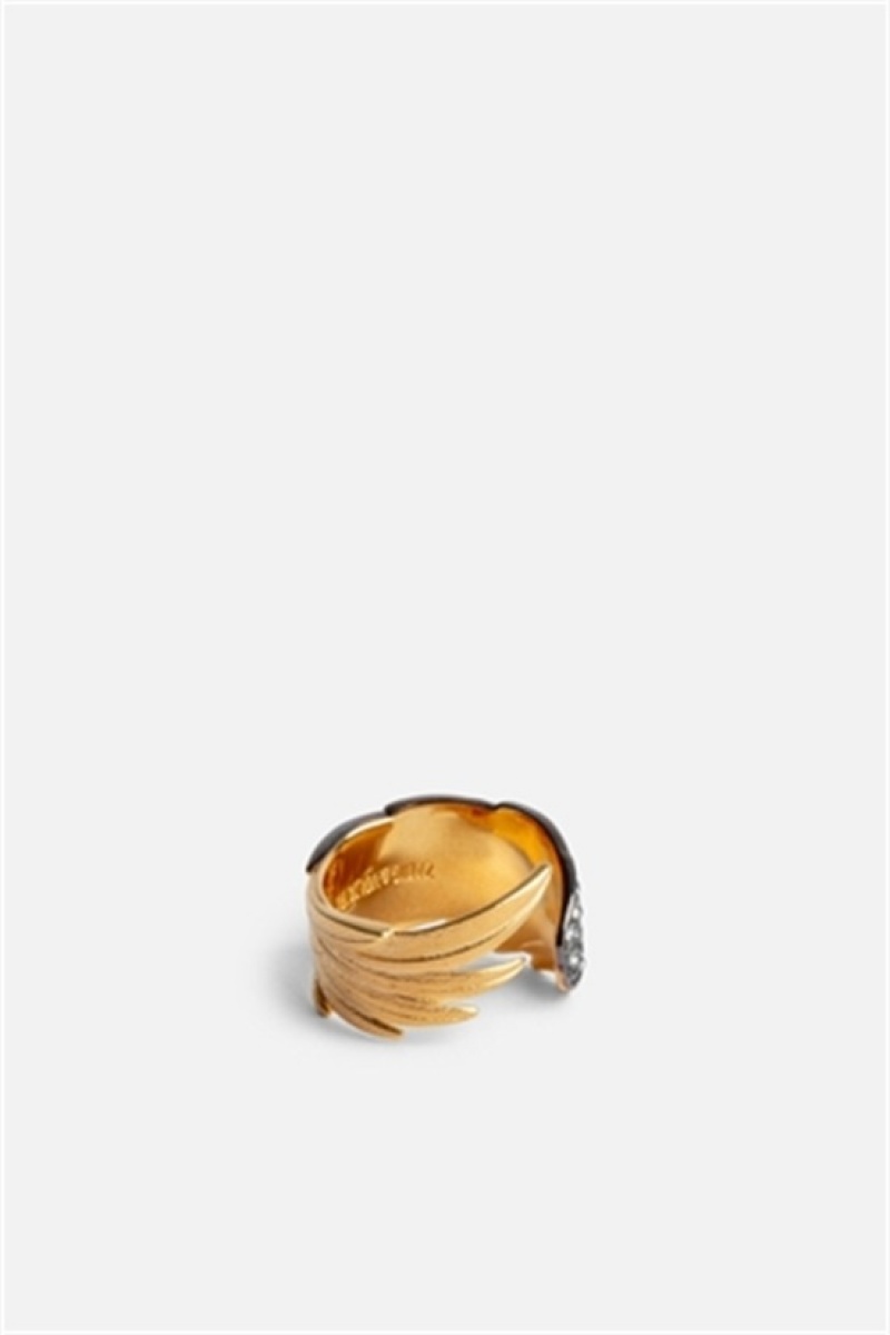 Zadig & Voltaire Rock Feather Ring Złote | ZV-255877