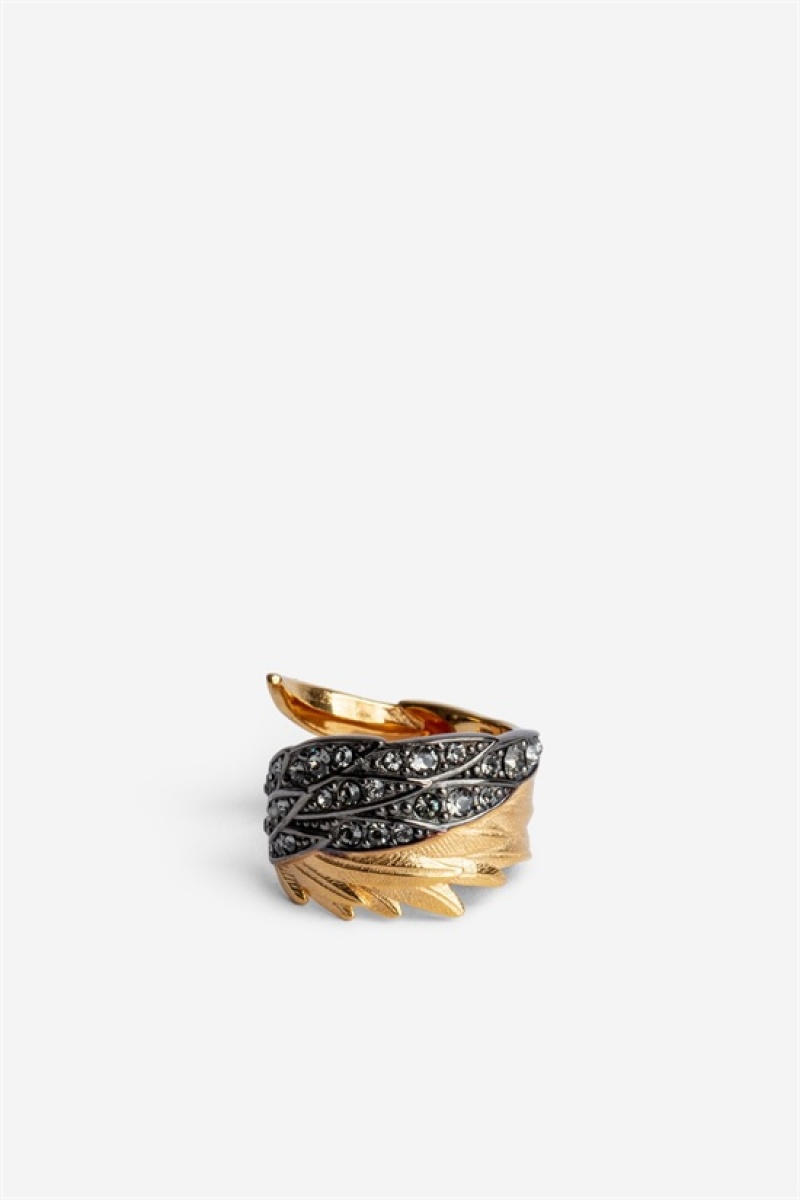 Zadig & Voltaire Rock Feather Ring Złote | ZV-255877