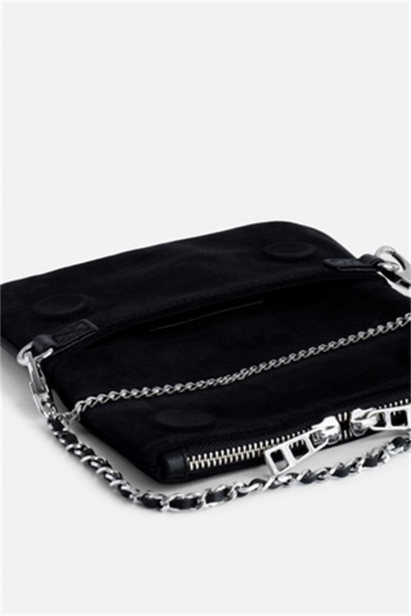 Zadig & Voltaire Rock Nano Zamszowe Bag Czarne | ZV-256196