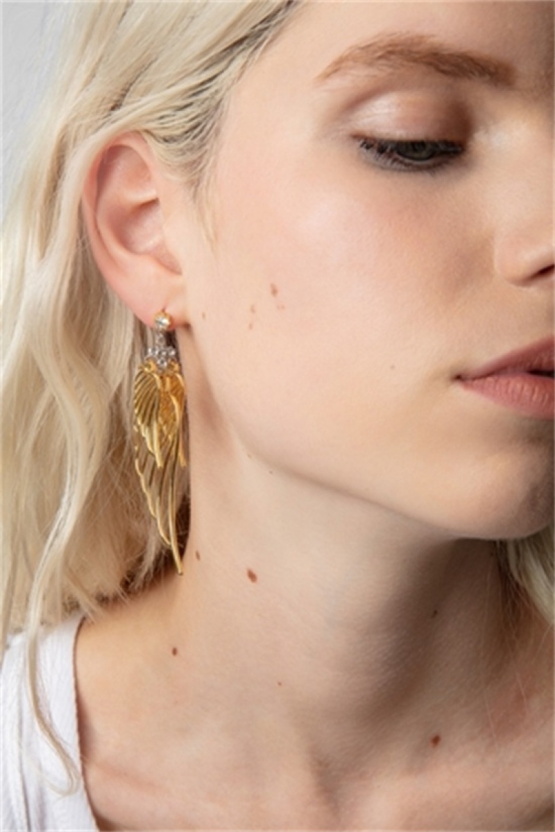 Zadig & Voltaire Rock Oversized Single Earring Złote | ZV-255887