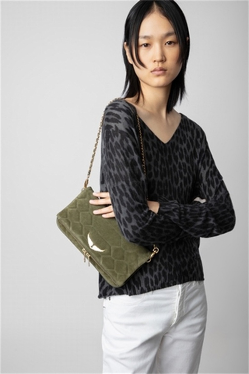 Zadig & Voltaire Rock Pikowana Zamszowe Bag Khaki | ZV-256162