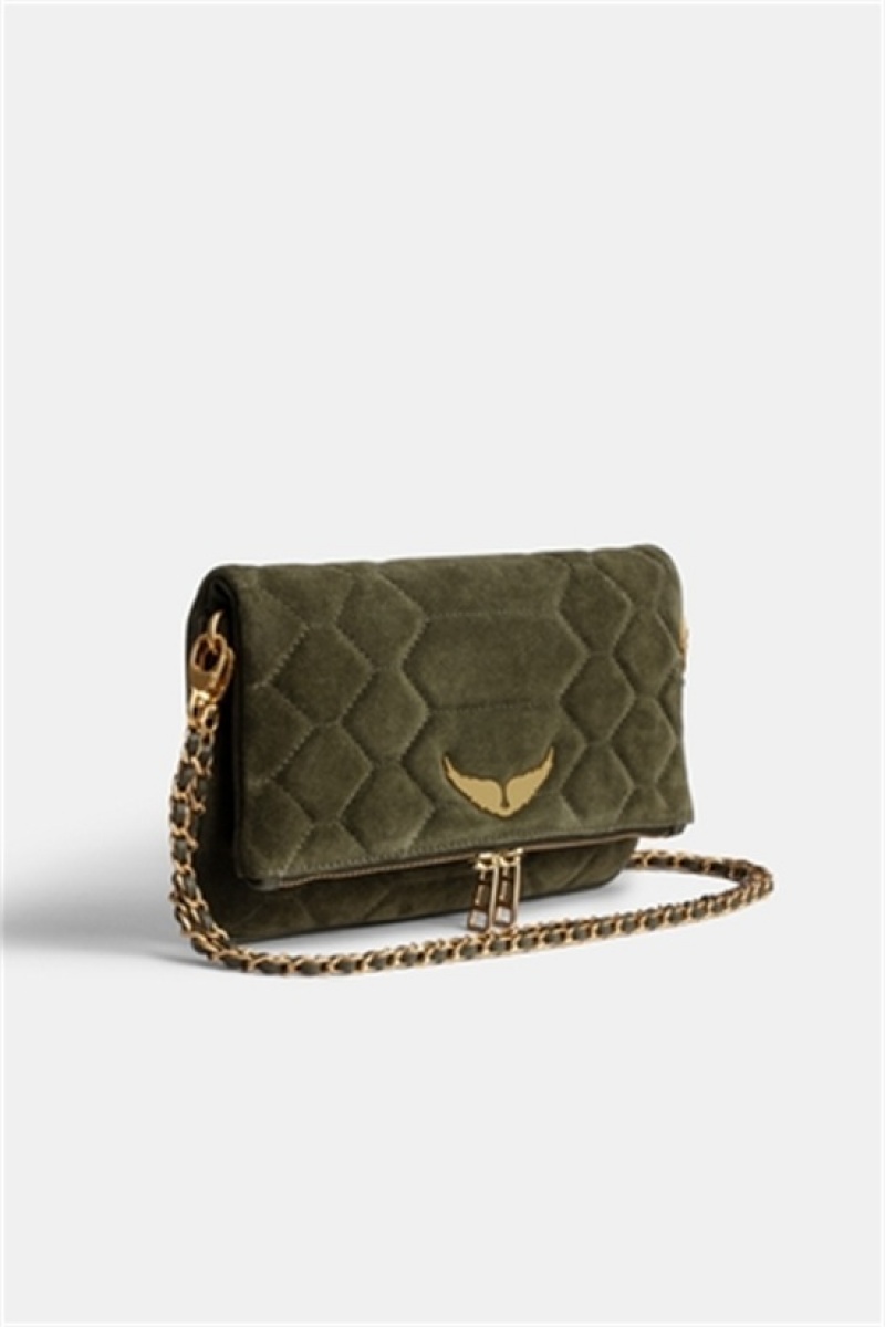 Zadig & Voltaire Rock Pikowana Zamszowe Bag Khaki | ZV-256162