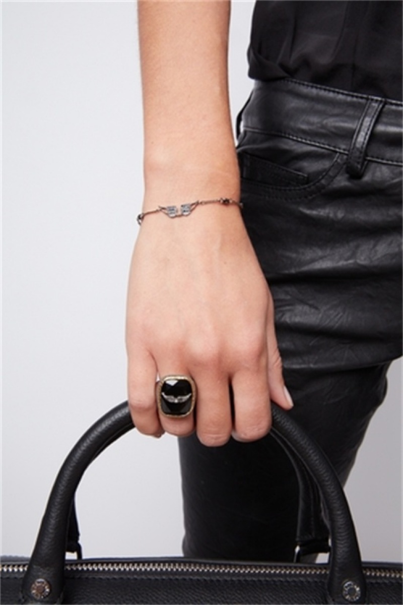 Zadig & Voltaire Rock Signet Ring Obsidian | ZV-255865