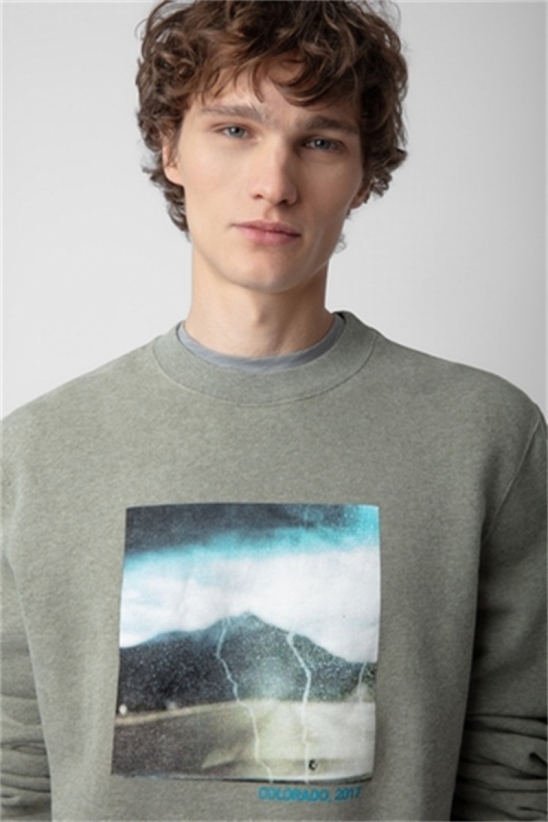 Zadig & Voltaire Simba Photoprint Sweatshirt Khaki | ZV-255742