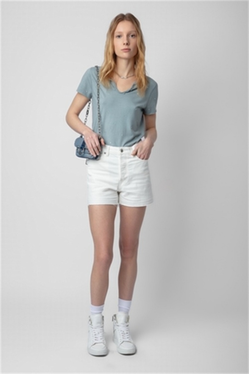 Zadig & Voltaire Sissi Denim Shorts Białe | ZV-256216