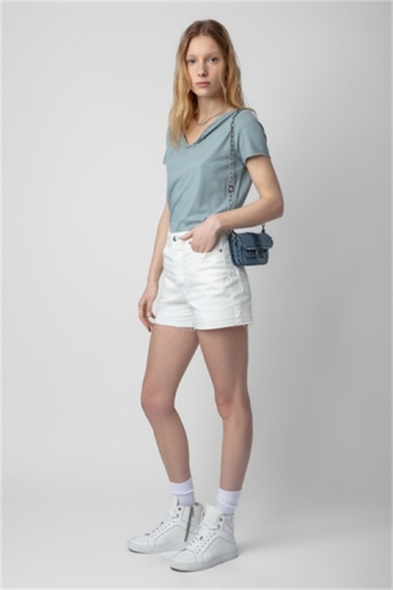 Zadig & Voltaire Sissi Denim Shorts Białe | ZV-256216