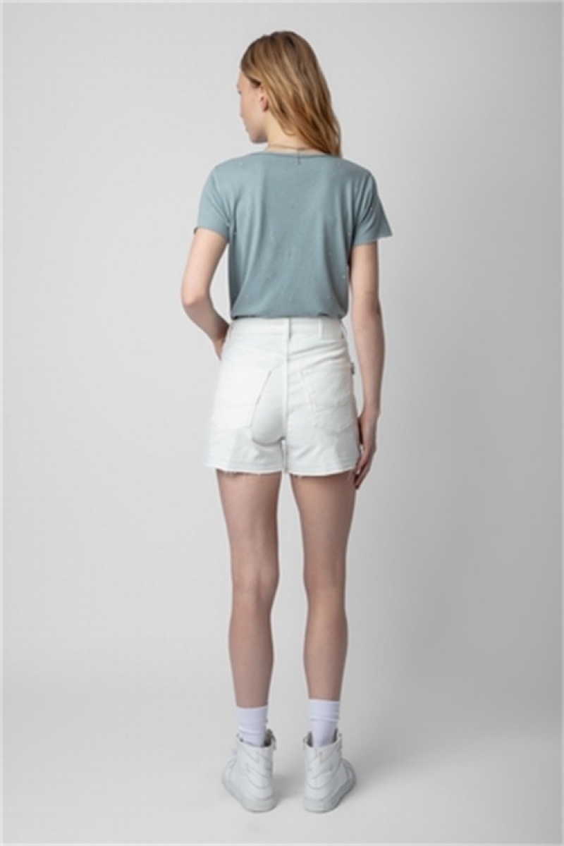 Zadig & Voltaire Sissi Denim Shorts Białe | ZV-256216