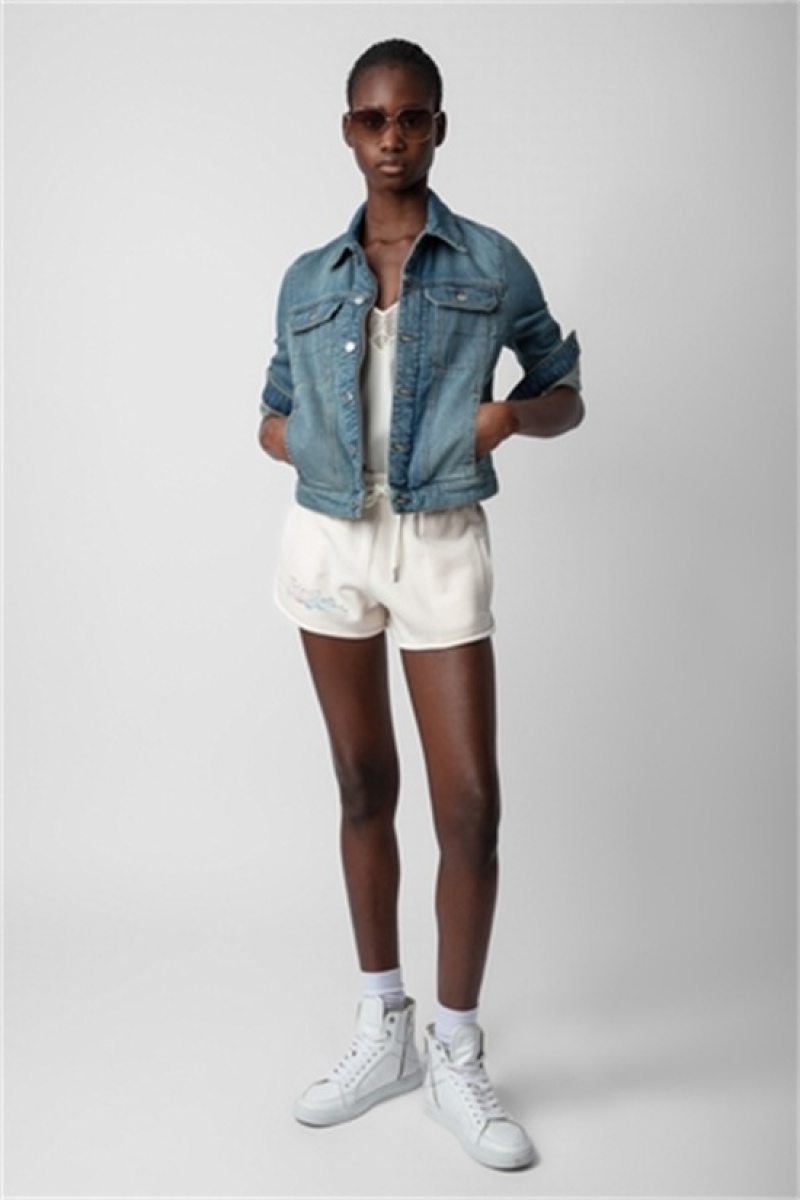 Zadig & Voltaire Smile Shorts Białe | ZV-256234