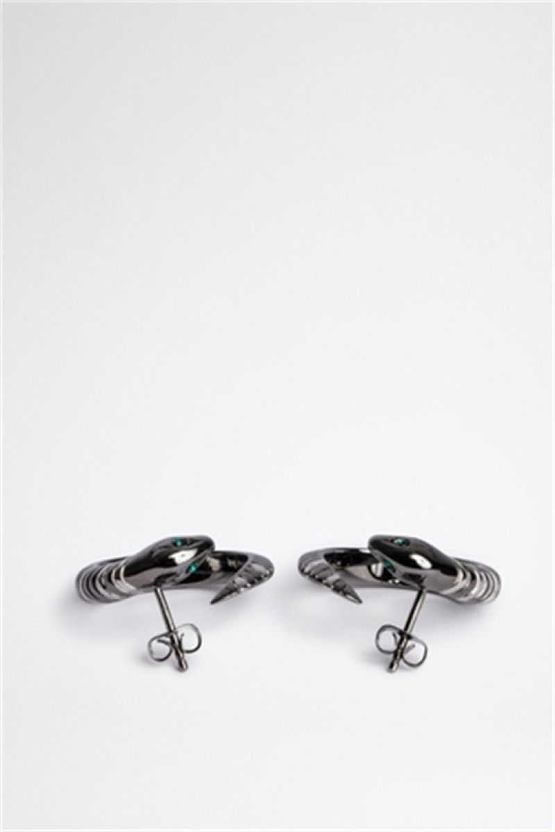 Zadig & Voltaire Snake Hoop Earrings Srebrne | ZV-255882