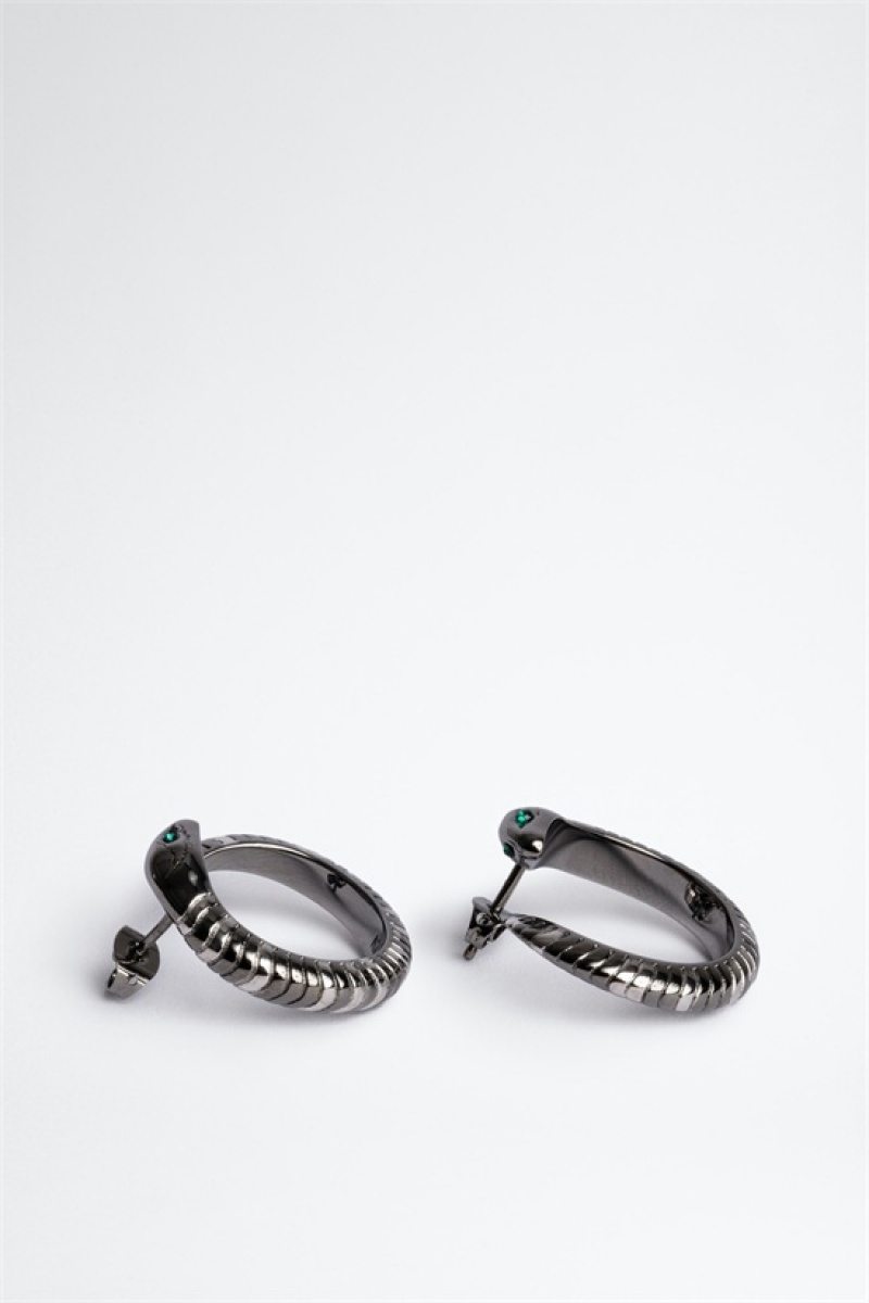 Zadig & Voltaire Snake Hoop Earrings Srebrne | ZV-255882