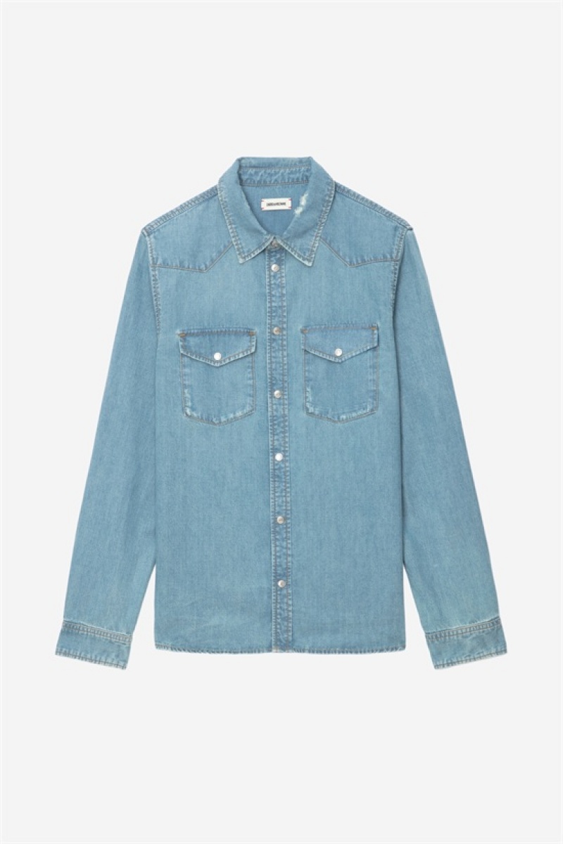 Zadig & Voltaire Stan Denim Shirt Szare | ZV-255722