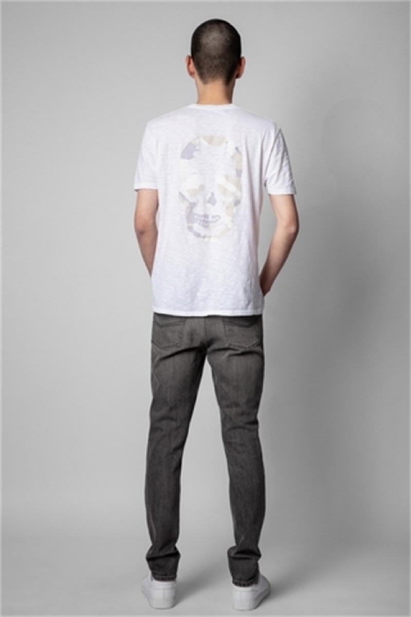 Zadig & Voltaire Stockholm Skull Tee Białe | ZV-255715