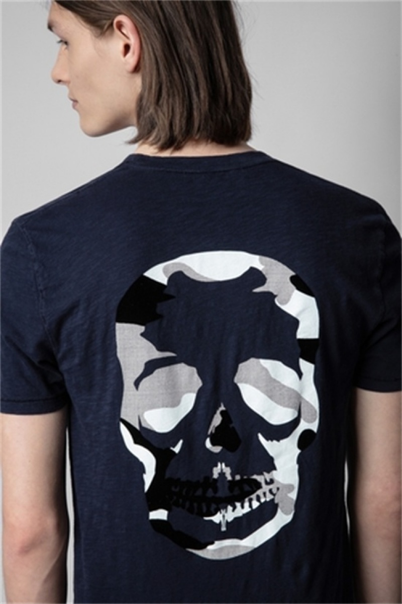 Zadig & Voltaire Stockholm Skull Tee Ciemny Niebieskie | ZV-255714