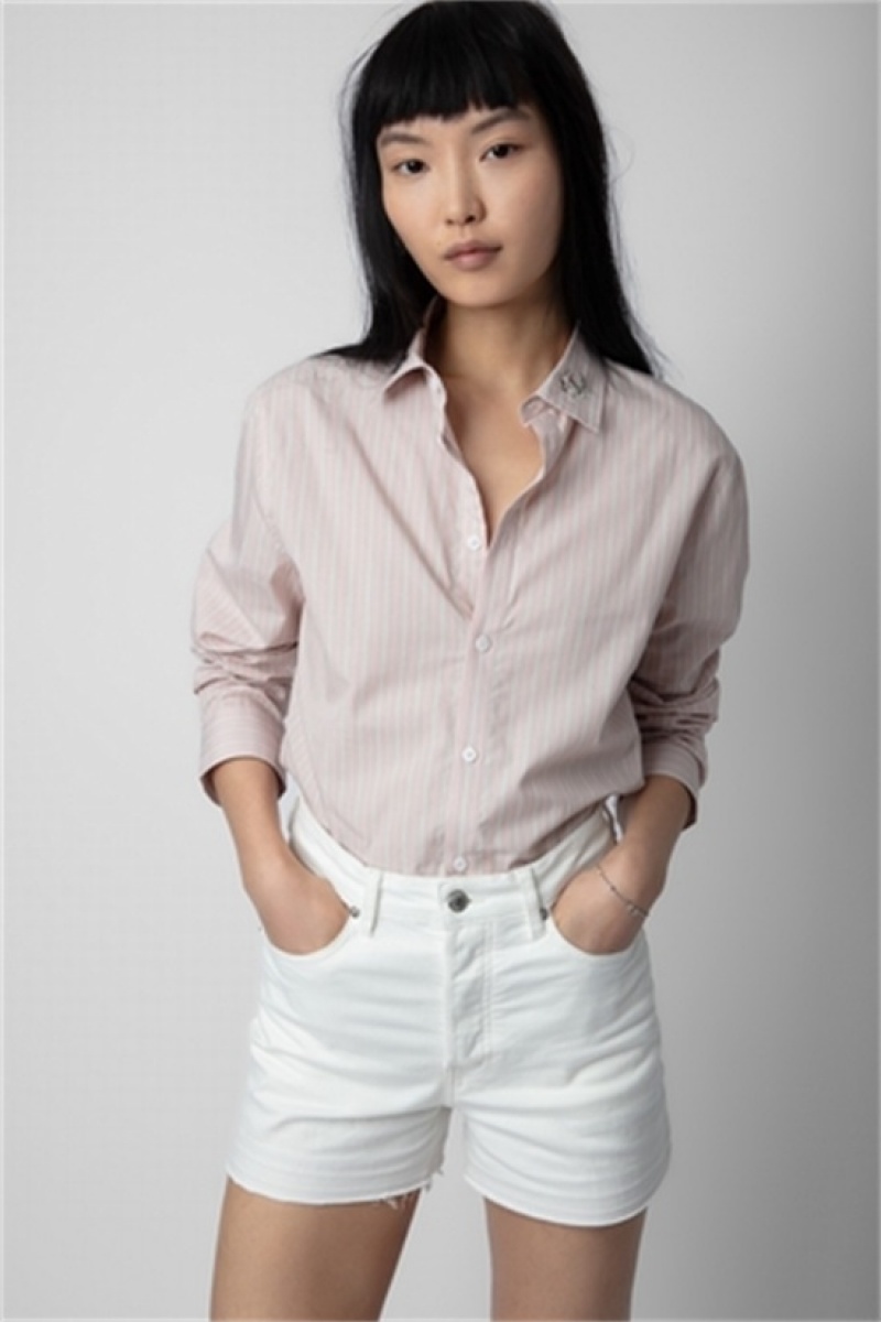 Zadig & Voltaire Sydna Stripped Shirt Różowe | ZV-256315