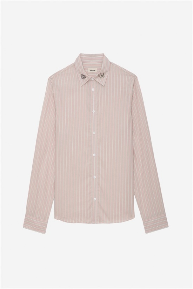 Zadig & Voltaire Sydna Stripped Shirt Różowe | ZV-256315