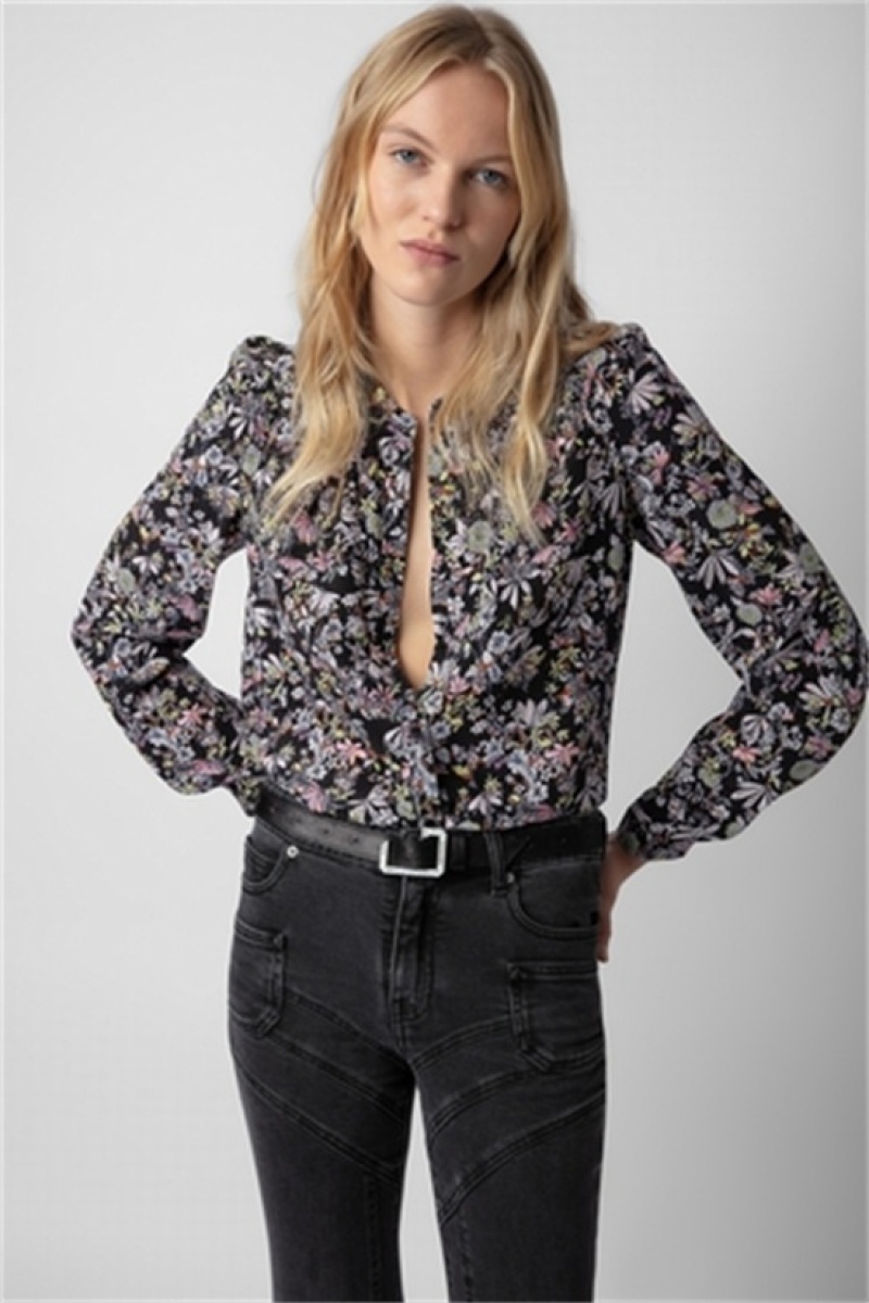 Zadig & Voltaire Tchin Silk Shirt Czarne | ZV-256331