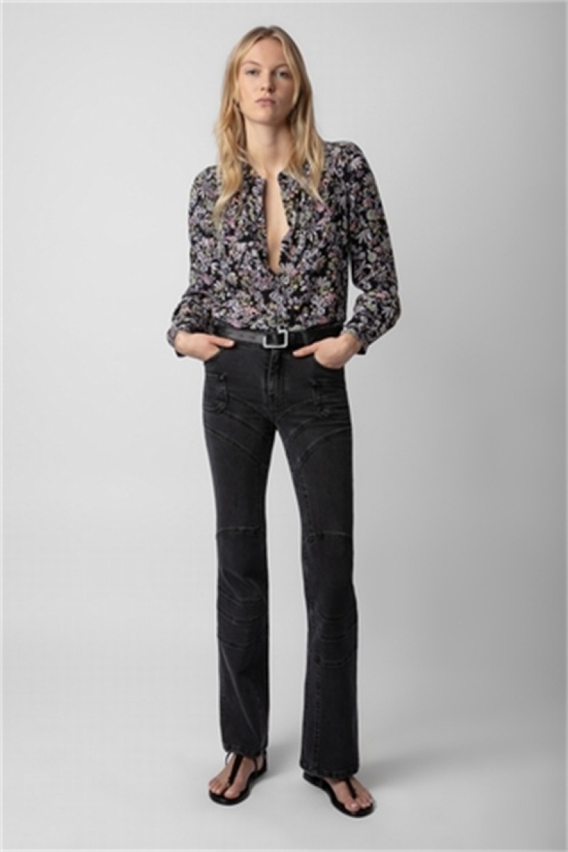 Zadig & Voltaire Tchin Silk Shirt Czarne | ZV-256331