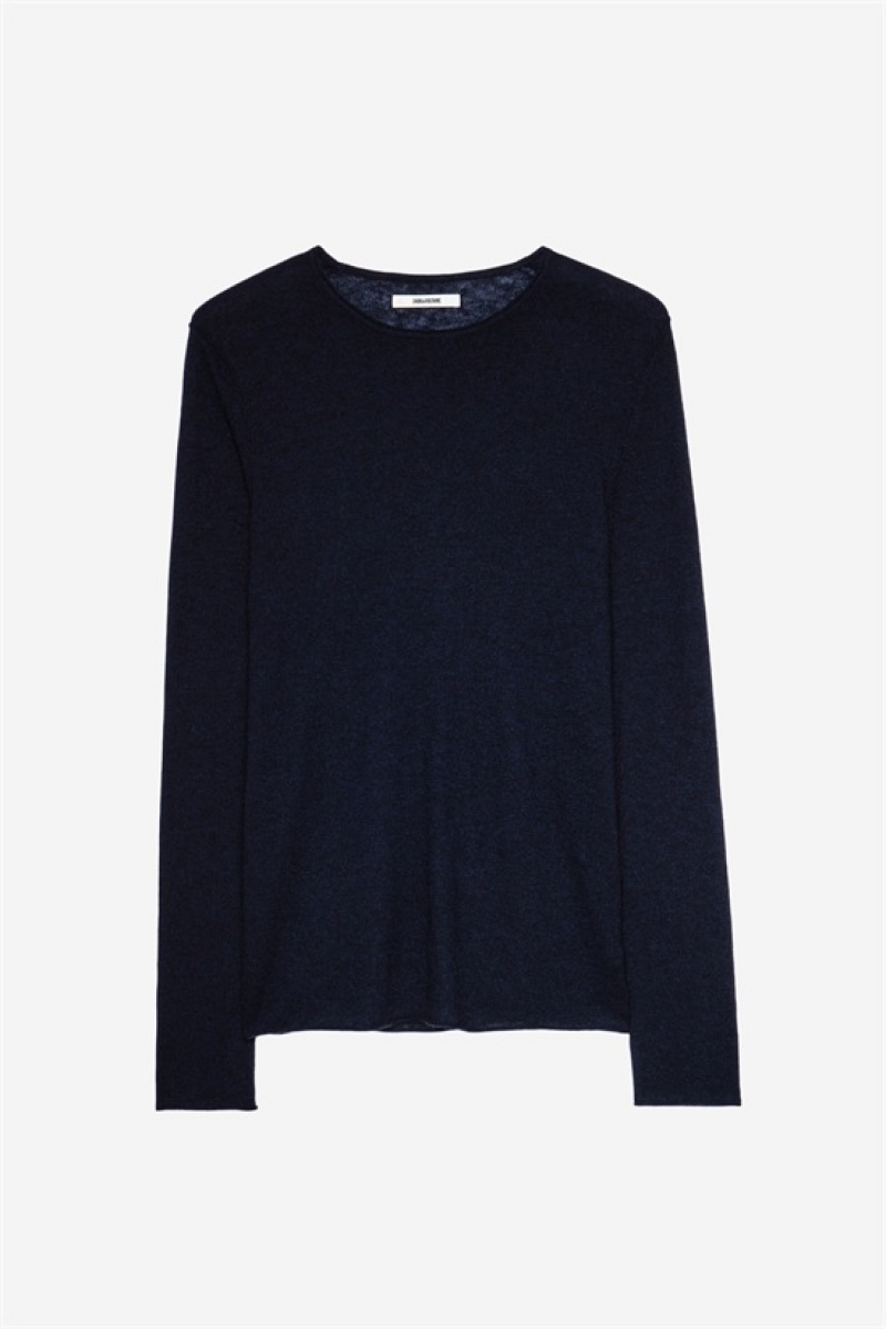 Zadig & Voltaire Teiss Cashmere Swetry Ciemny Niebieskie | ZV-255766