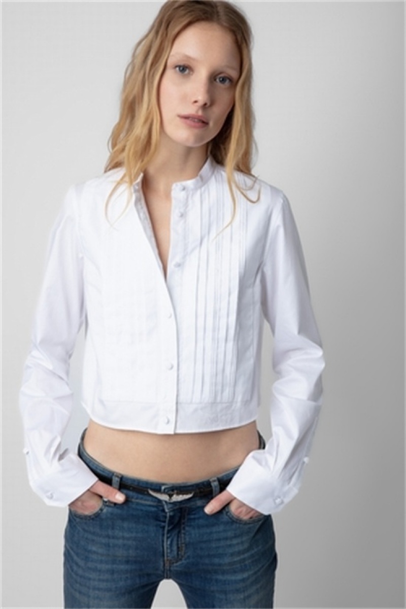 Zadig & Voltaire Theby Shirt Białe | ZV-256329