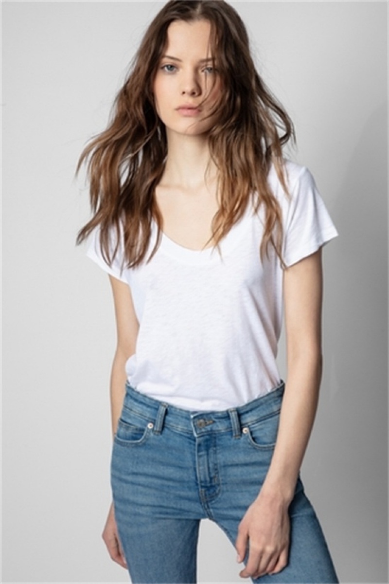 Zadig & Voltaire Tiny Slub T-shirt Białe | ZV-256273