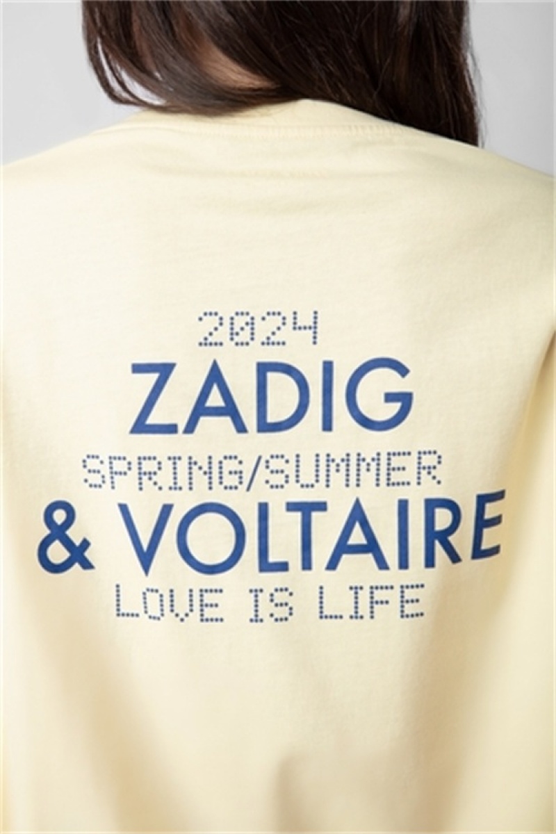 Zadig & Voltaire Tommer Photoprint T-shirt Żółte | ZV-256265