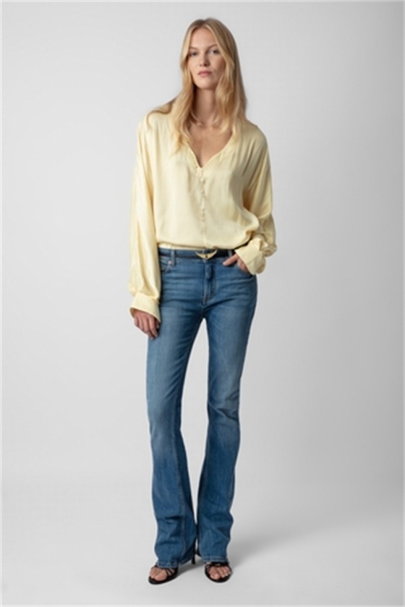 Zadig & Voltaire Tonastir Satin Blouse Żółte | ZV-256308