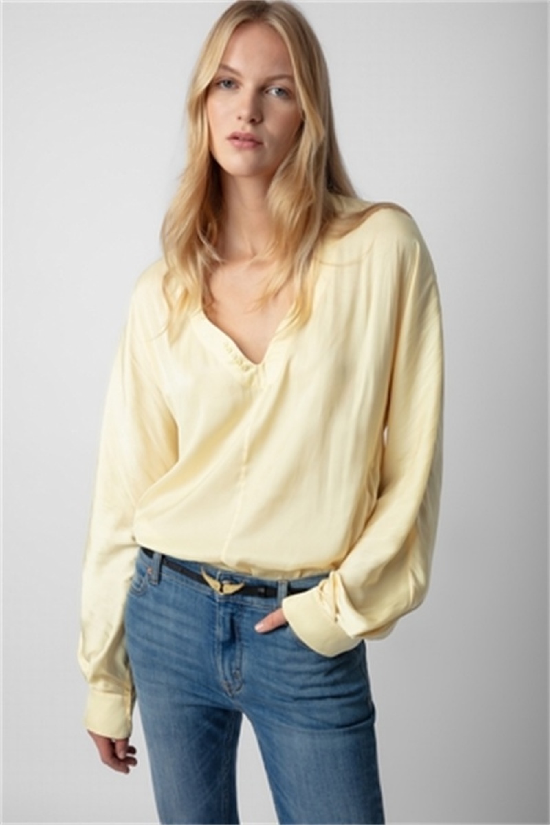 Zadig & Voltaire Tonastir Satin Blouse Żółte | ZV-256308