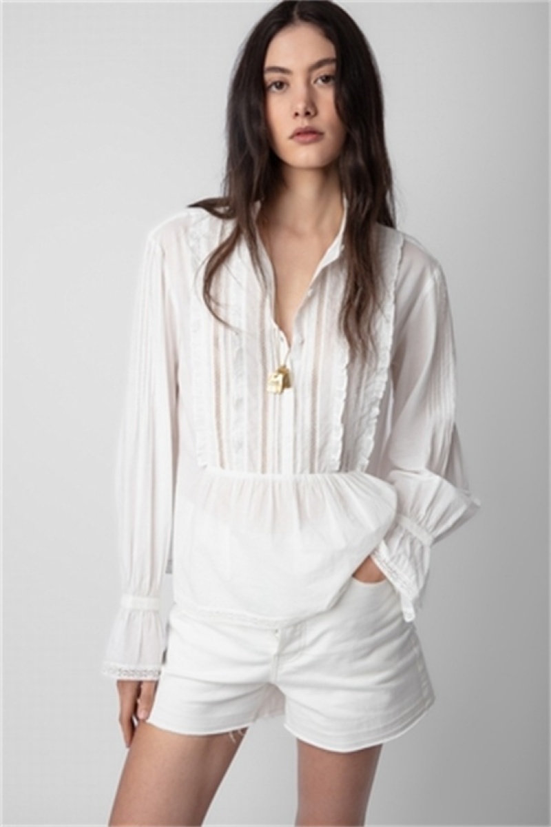 Zadig & Voltaire Tricia Shirt Białe | ZV-256317