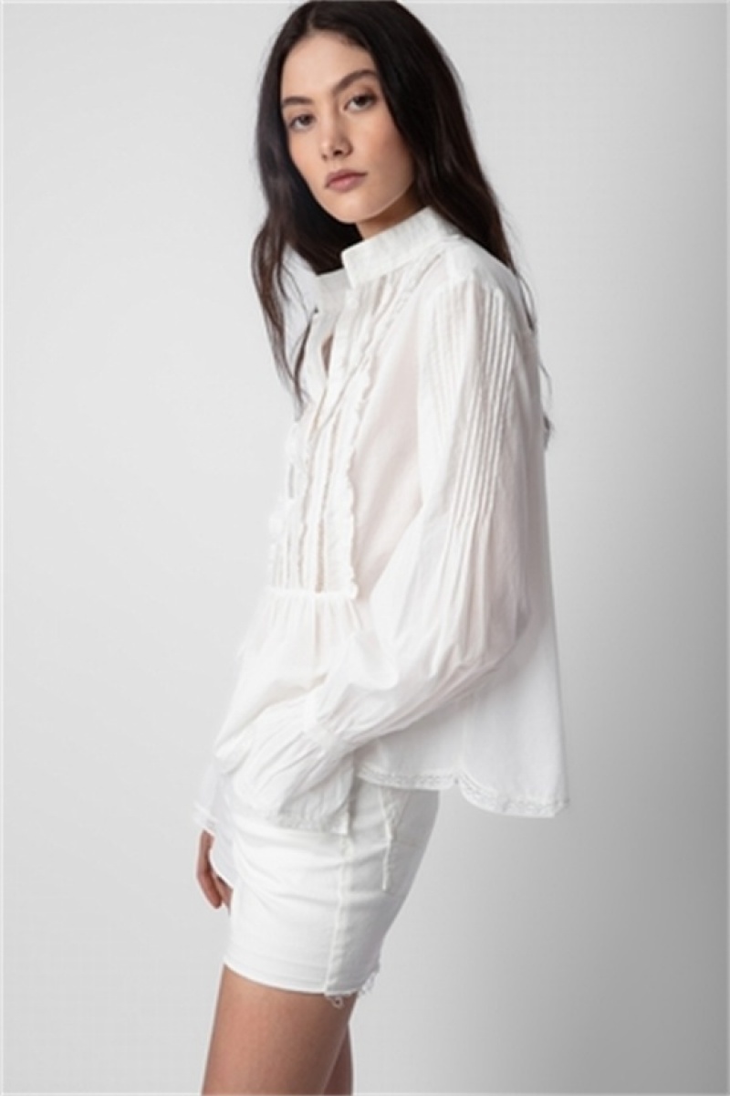 Zadig & Voltaire Tricia Shirt Białe | ZV-256317