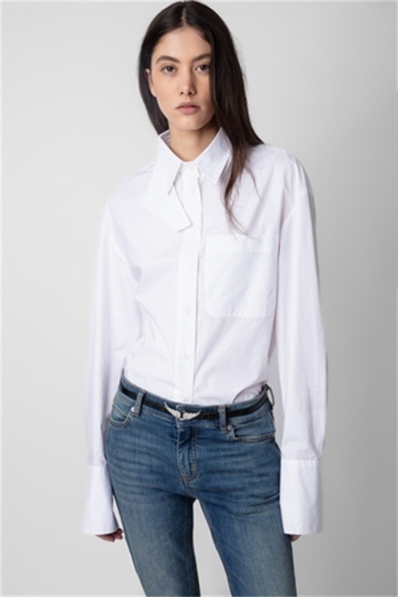 Zadig & Voltaire Tyrone Popline Shirt Białe | ZV-256328