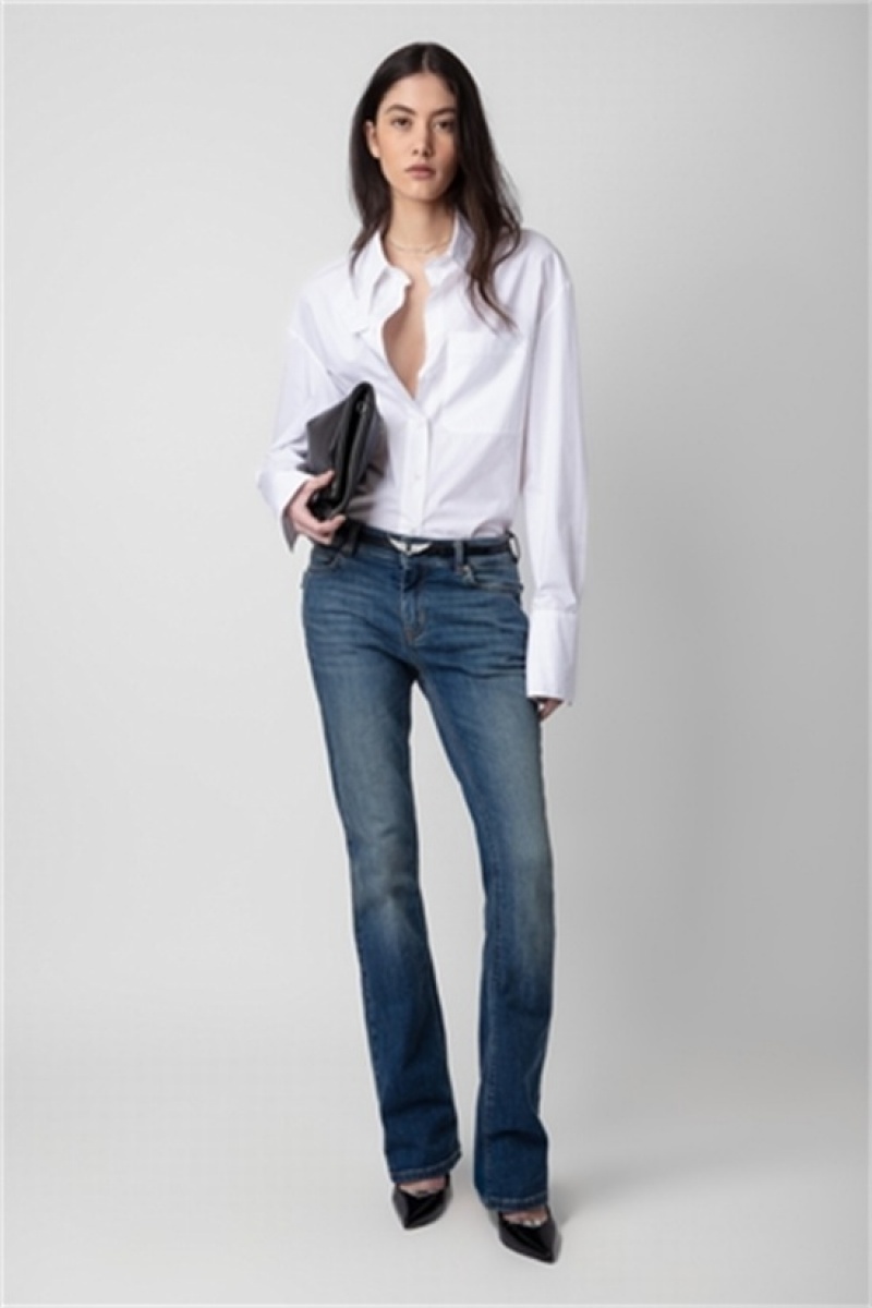 Zadig & Voltaire Tyrone Popline Shirt Białe | ZV-256328