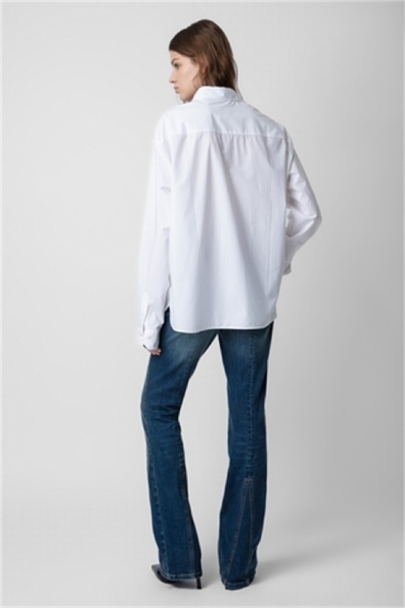 Zadig & Voltaire Tyrone Popline Shirt Białe | ZV-256328