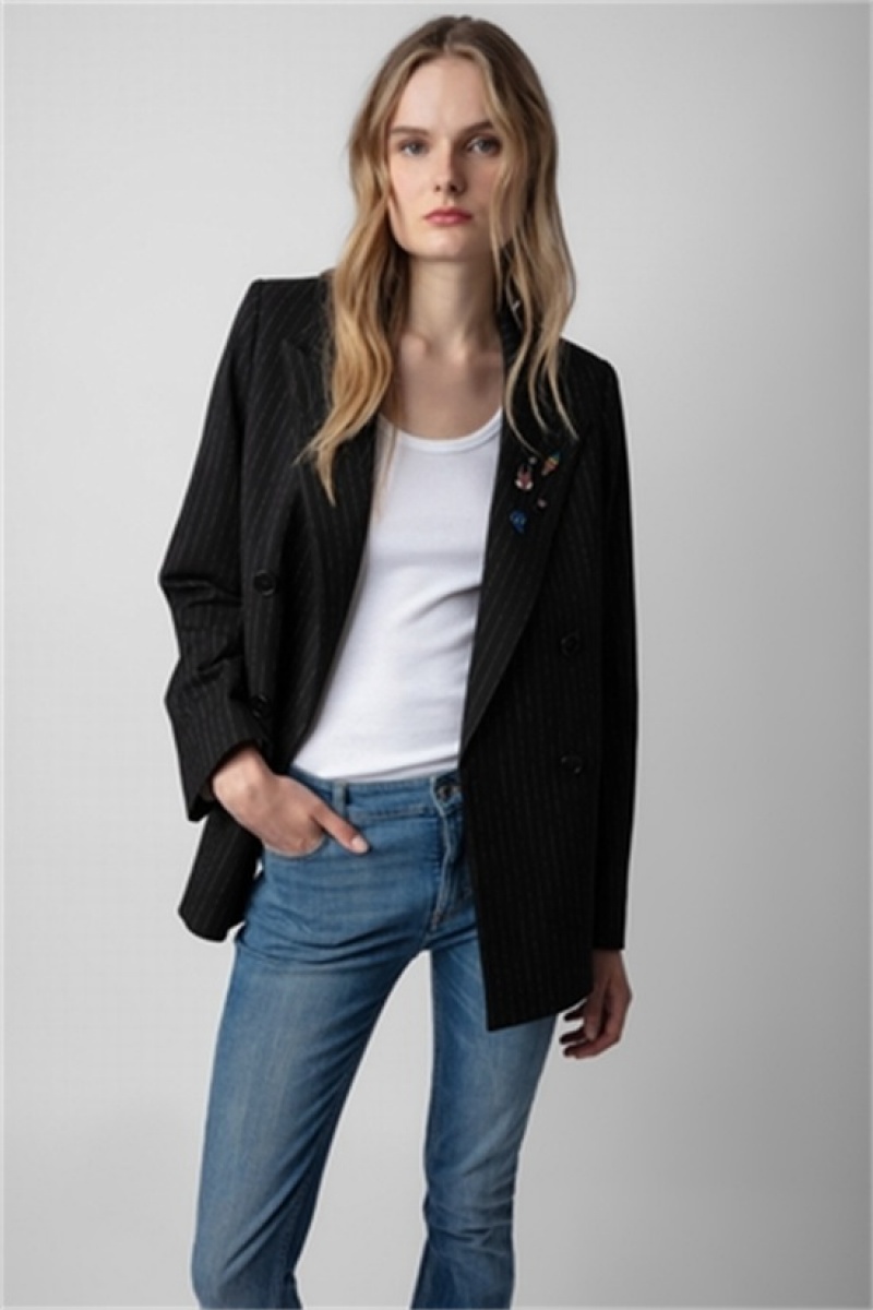 Zadig & Voltaire Valdo Blazer Czarne | ZV-256351