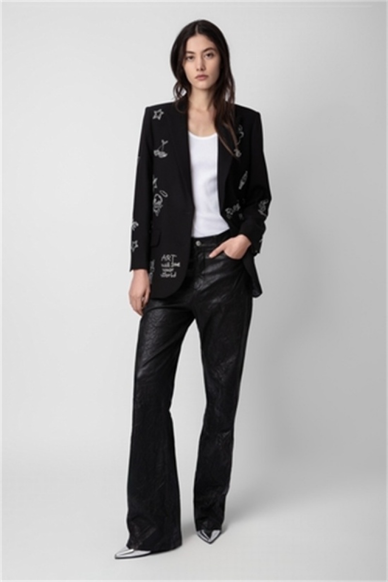 Zadig & Voltaire Viva Multi Strass Blazer Czarne | ZV-256350