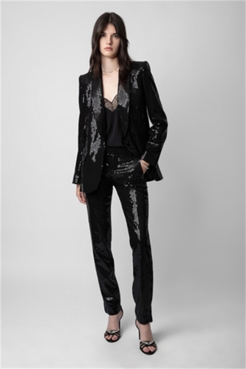 Zadig & Voltaire Vive Sequins Blazer Czarne | ZV-256360