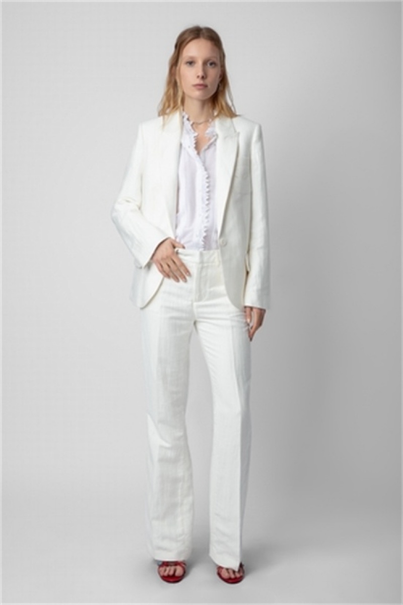 Zadig & Voltaire Vow Linen Blazer Białe | ZV-256355