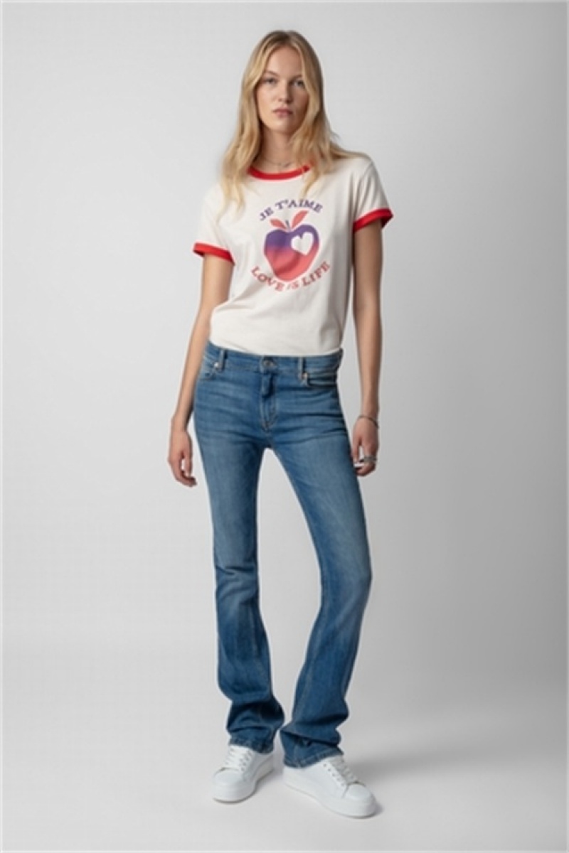 Zadig & Voltaire Walk Love Is Life T-shirt Białe | ZV-256259