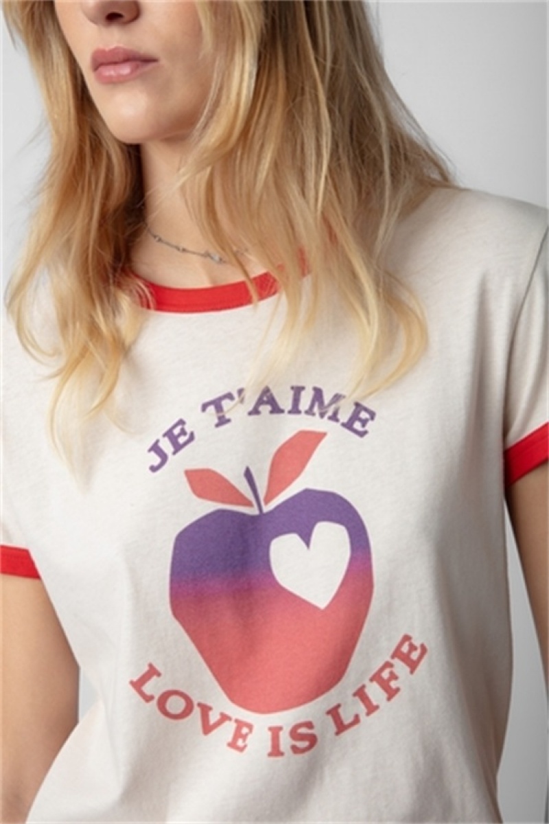 Zadig & Voltaire Walk Love Is Life T-shirt Białe | ZV-256259