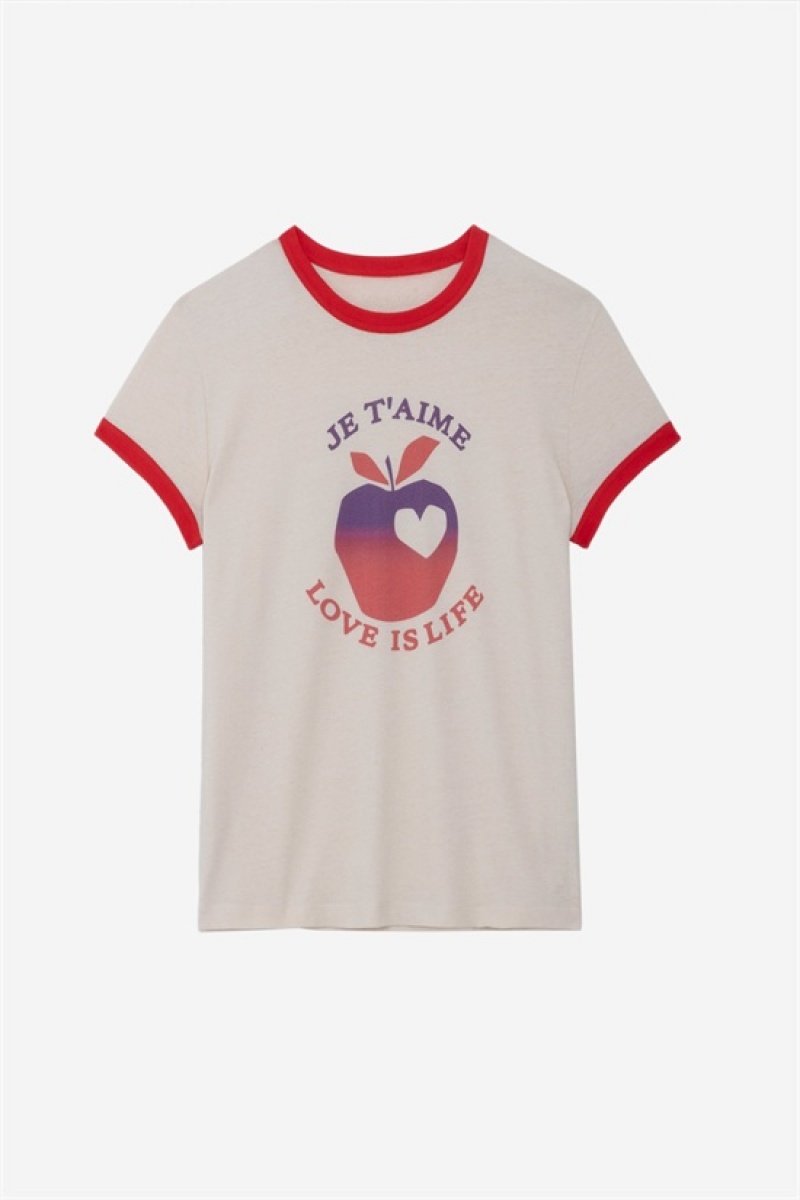 Zadig & Voltaire Walk Love Is Life T-shirt Białe | ZV-256259