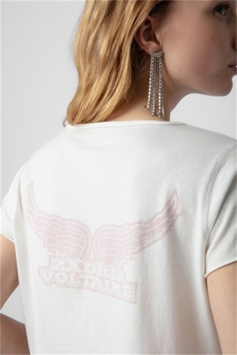 Zadig & Voltaire Wings Henley T-shirt Białe | ZV-256269