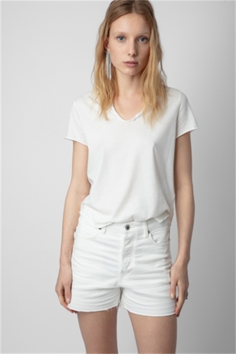 Zadig & Voltaire Wings Henley T-shirt Białe | ZV-256269