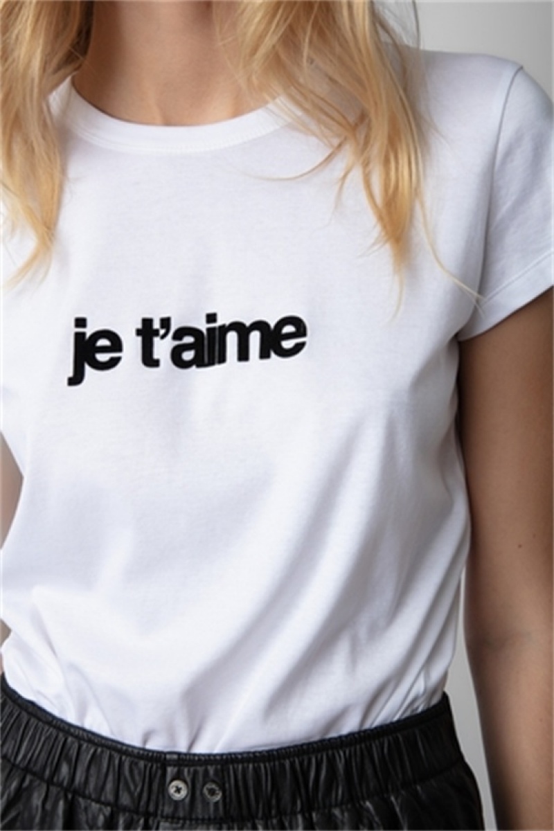 Zadig & Voltaire Woop Je T'aime T-shirt Białe | ZV-256275